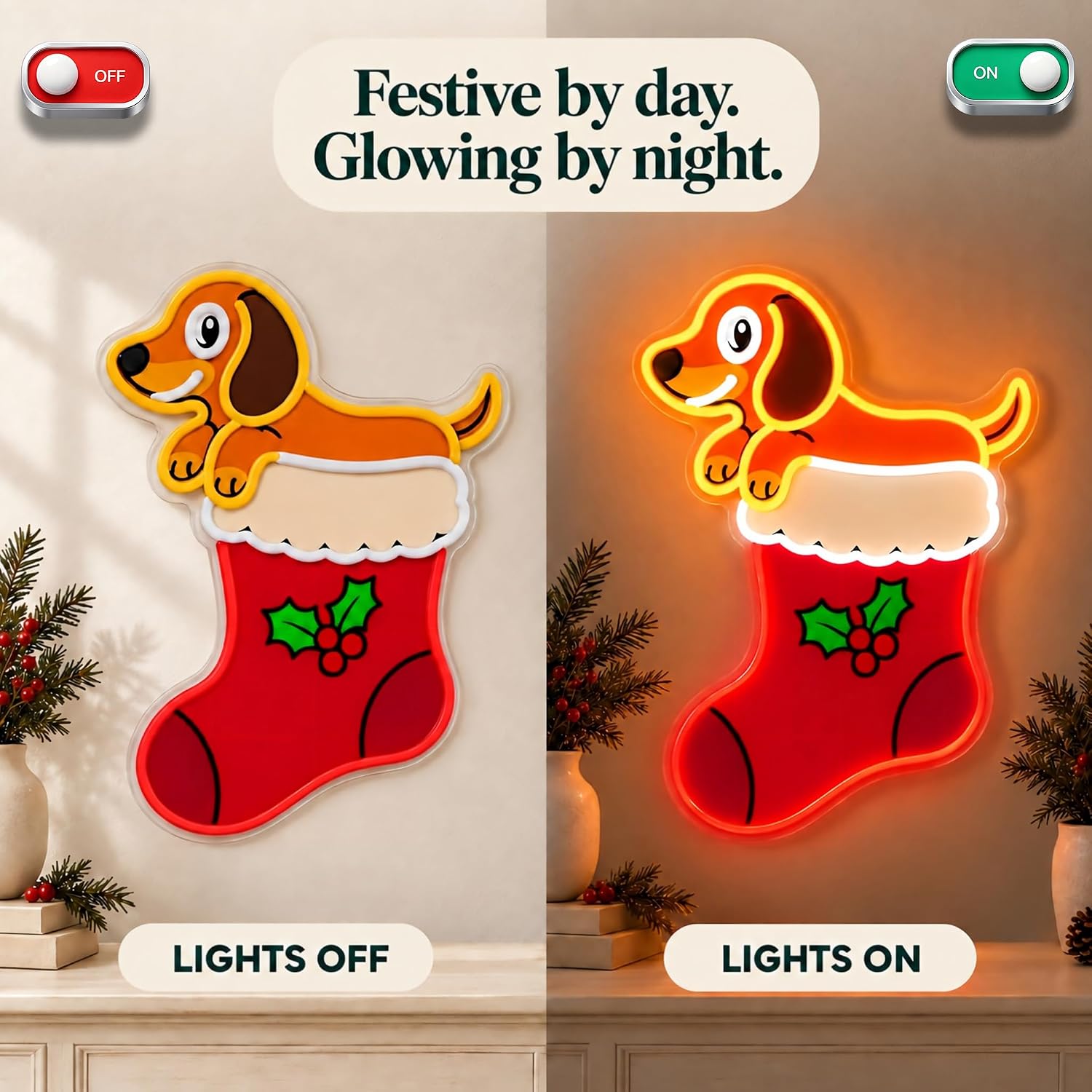 Christmas Stocking LED Neon Si - огляд і ціна Lighting Christmas Decor